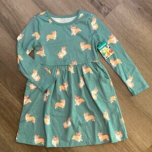 5T Garanimals Long-Sleeve Corgi Print Dress with Pockets